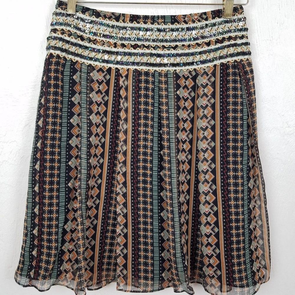Free People Size 2 Skirt Sequin Sheer Silk Flowy